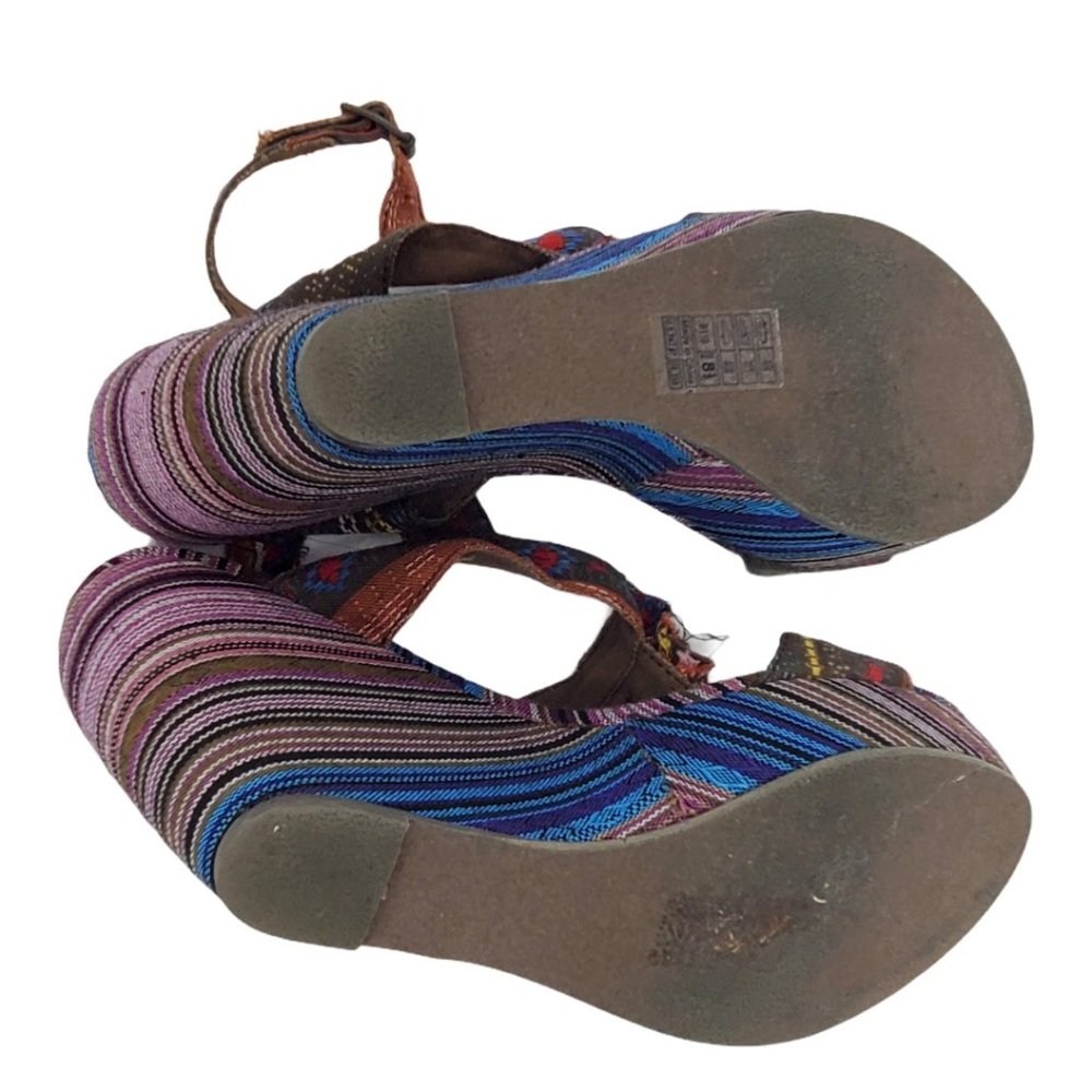 Blowfish Multi Color Canvas Bohemian Wedge Sandals - image 8
